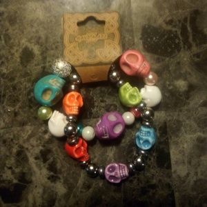Twin pack of sugar skull bracelets